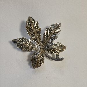 Silver Maple Leaf Brooch with Gold and Silver Tones